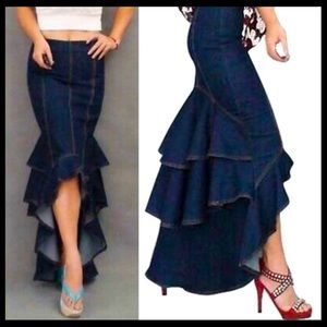 High low jean skirt